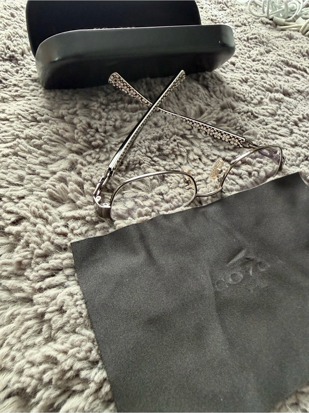 Coach Silver Metal Glasses with Floral-Pattern Temples